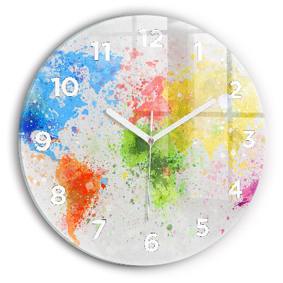 Kerek üvegóra 30 cm Világtérkép papíron