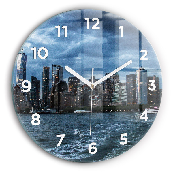 Egyedi üvegóra kerek 30 cm Panoráma New York