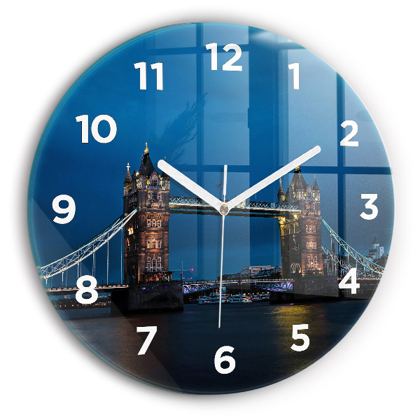 Fali üvegóra kerek 30 cm Tower Bridge London éjjel