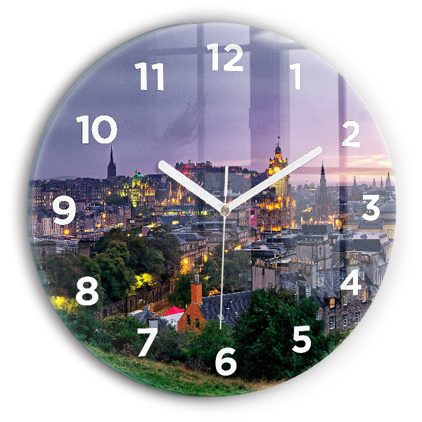 Kerek üvegóra 30 cm Edinburgh a Calton Hillről