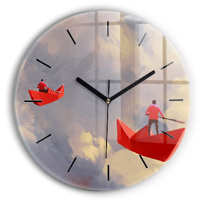 Egyedi üvegóra kerek 30 cm Papír hajók