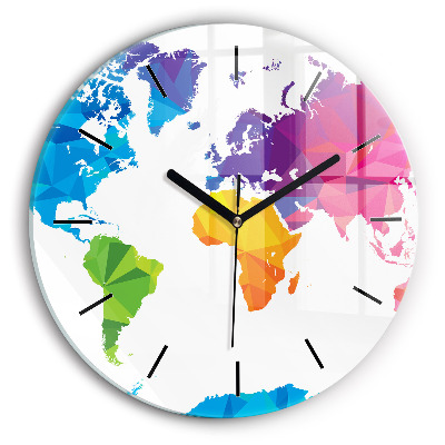 Egyedi üvegóra kerek 30 cm Absztrakt világtérkép