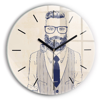 Kerek üvegóra 30 cm Szakállas férfi