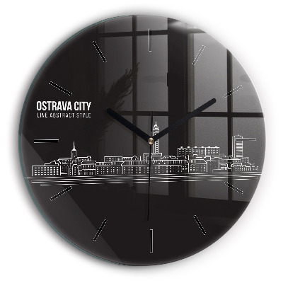 Kerek üvegóra 30 cm Ostrava városa rajz