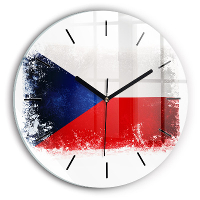 Kerek üvegóra 30 cm Cseh Köztársaság zászló