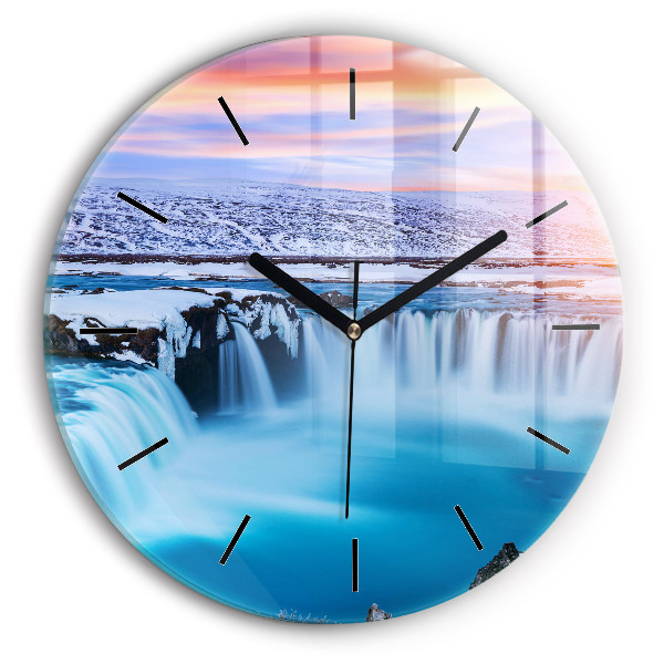 Kerek üvegóra 30 cm Godafoss vízesés Izland