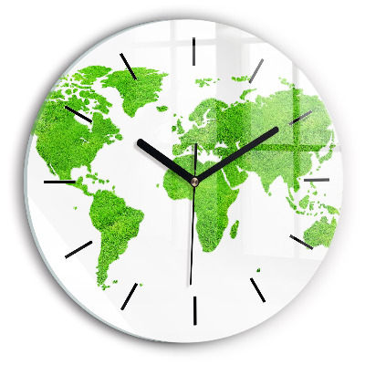 Kerek falióra 30 cm Térkép zöld fűvel