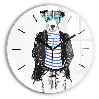 Egyedi üvegóra kerek 30 cm Kutya emberi testben