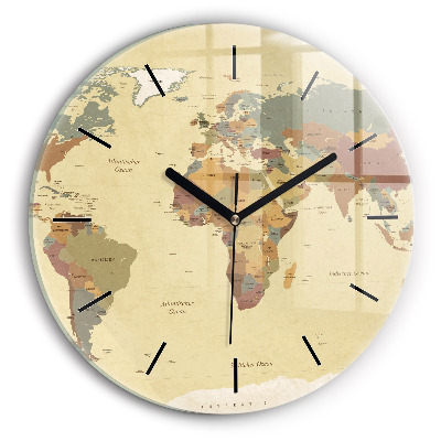 Kerek üvegóra 30 cm Vintage stílusú világtérkép