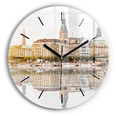 Kerek üvegóra 30 cm Hamburg folyó Németországban