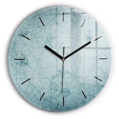 Kerek fali üvegóra 30 cm Vintage térkép