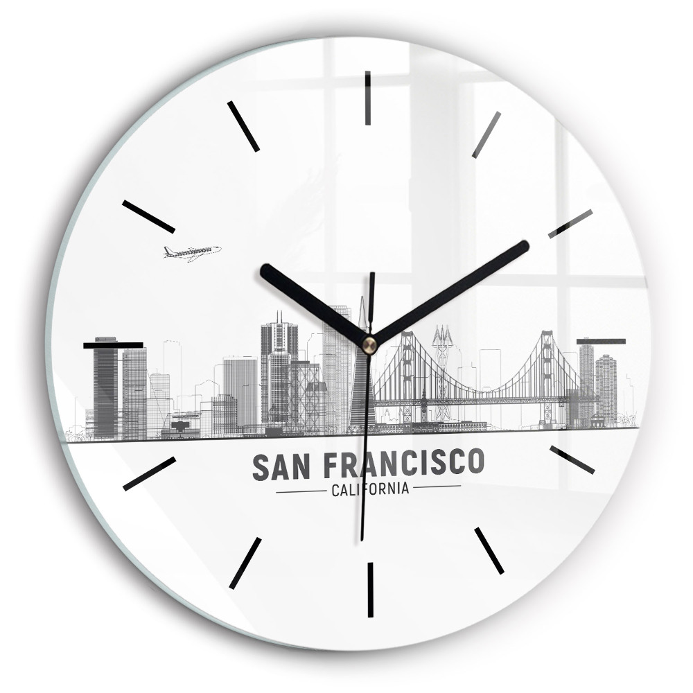 Fali üvegóra kerek 30 cm San Francisco látképe