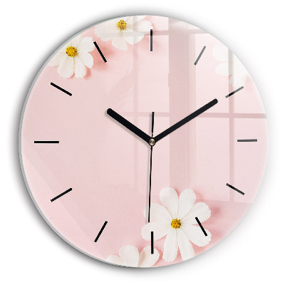 Egyedi üvegóra kerek 30 cm Százszorszép virágok