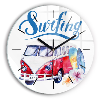 Kerek üvegóra 30 cm Autó és tábla Szörfözés