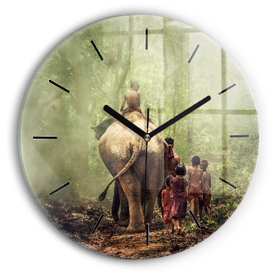 Fali üvegóra kerek 30 cm Gyerekek vezetnek egy elefántot