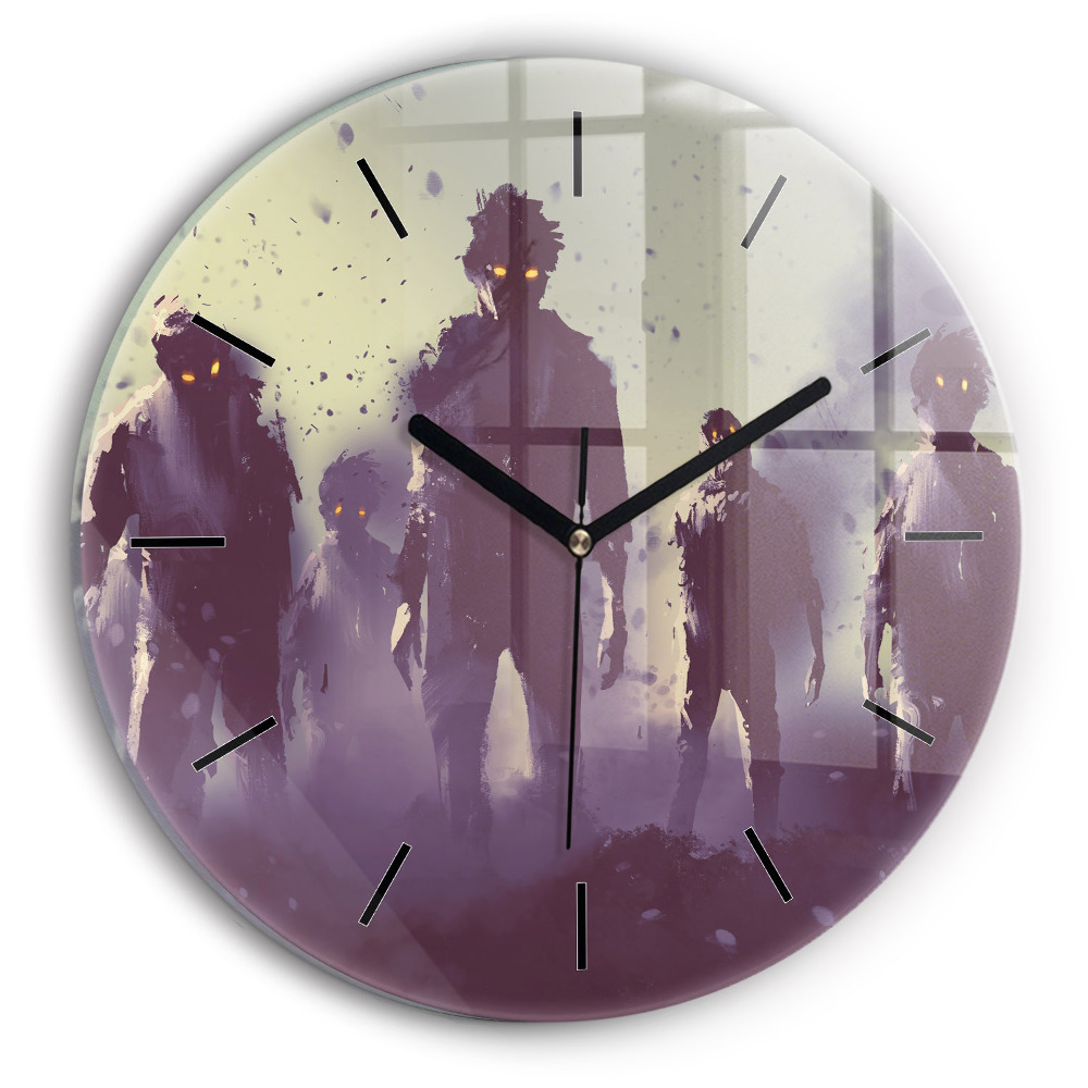 Kerek üvegóra 30 cm Zombi éjszaka - halloween