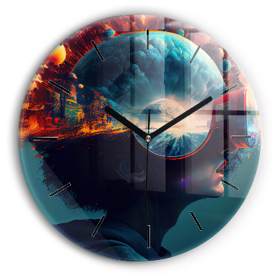 Kerek fali üvegóra 30 cm Futurisztikus világ