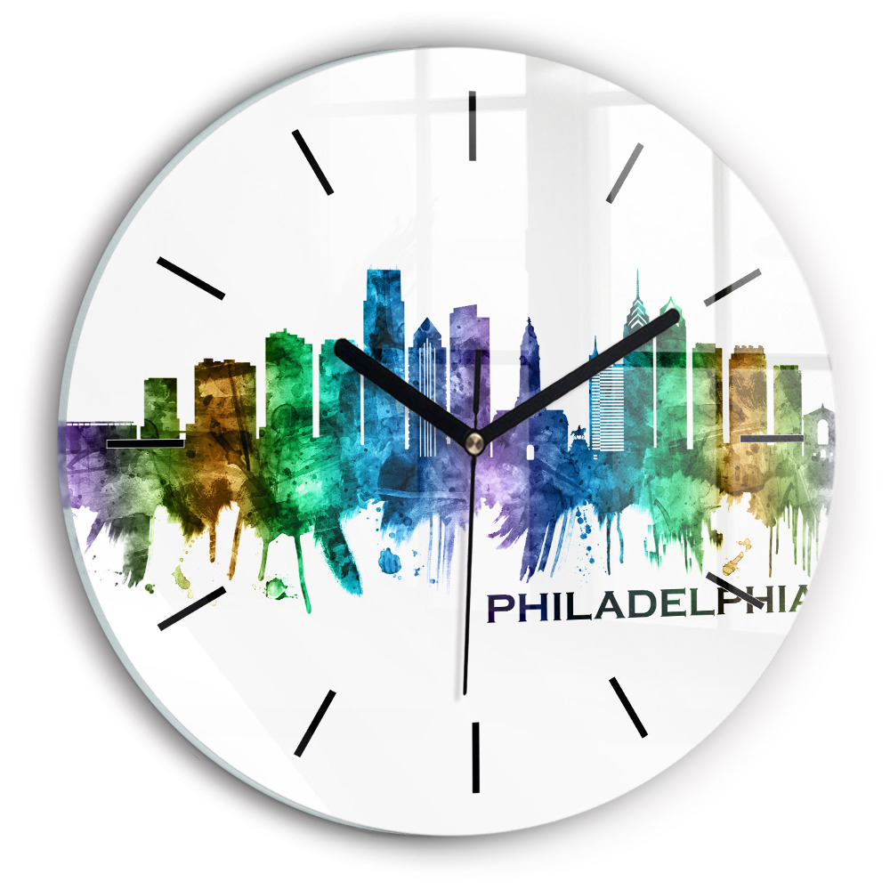 Egyedi üvegóra kerek 30 cm Színes Philadelphia