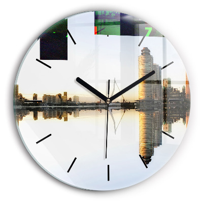 Kerek üvegóra 30 cm Város a folyó mellett