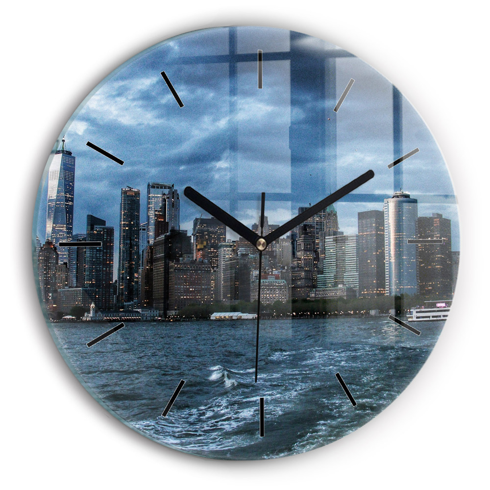 Egyedi üvegóra kerek 30 cm Panoráma New York
