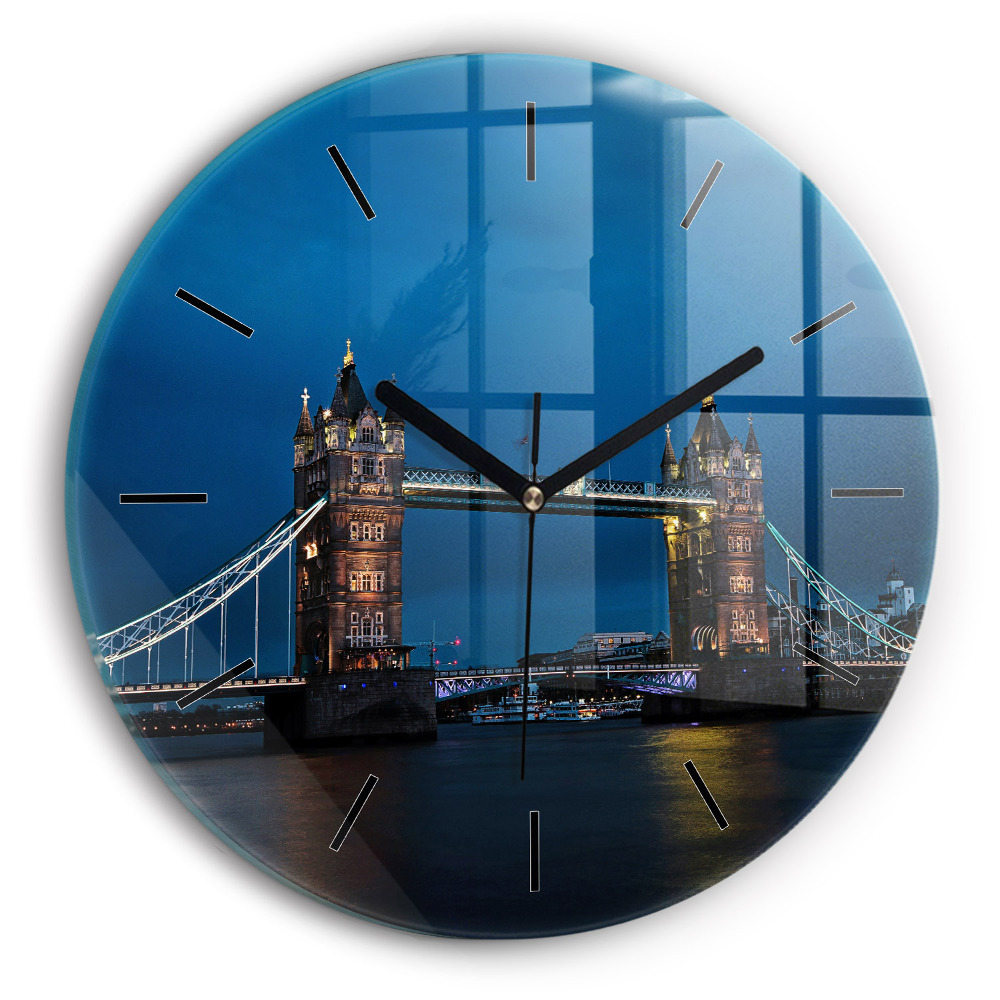 Fali üvegóra kerek 30 cm Tower Bridge London éjjel