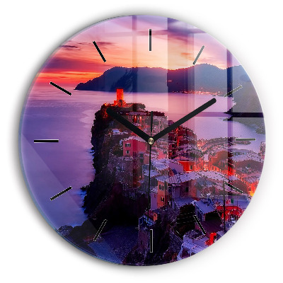 Fali üvegóra kerek 30 cm Házak a tó mellett