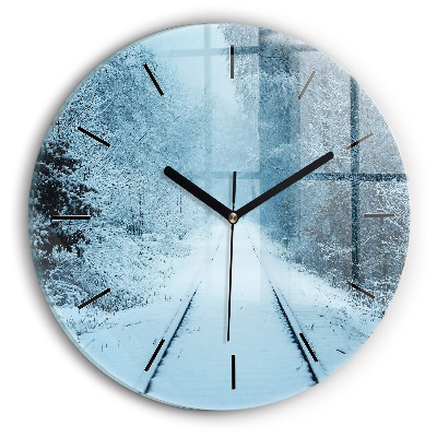 Kerek üvegóra 30 cm Szarvasok a síneken