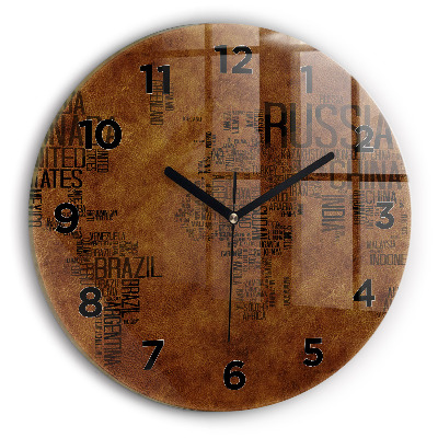 Fali üvegóra kerek 30 cm Térkép és országok nevei