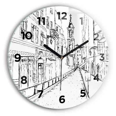 Kerek fali üvegóra 30 cm Város rajz Provence