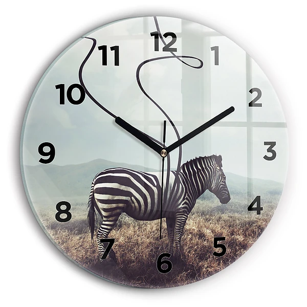 Egyedi üvegóra kerek 30 cm Zebra - Absztrakció