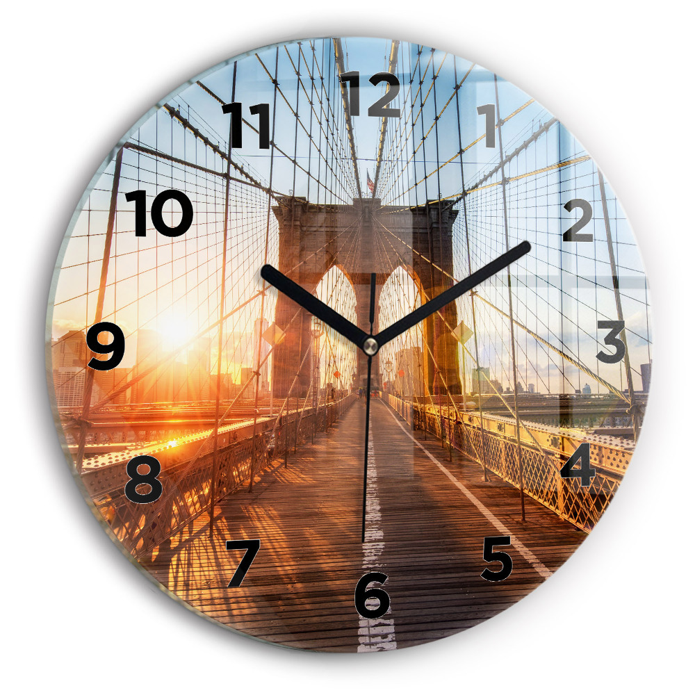 Egyedi üvegóra kerek 30 cm Brooklyn híd NYC