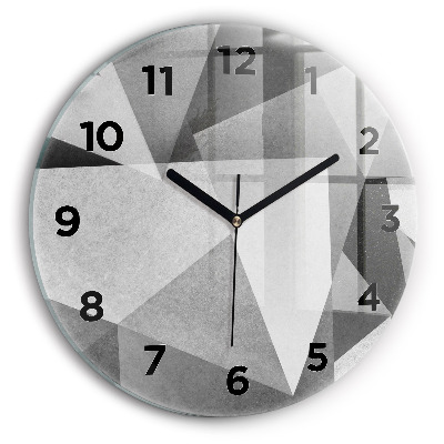 Kerek fali üvegóra 30 cm Szürke geometriai absztrakció