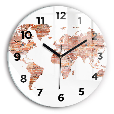 Egyedi üvegóra kerek 30 cm Régi tégla térkép