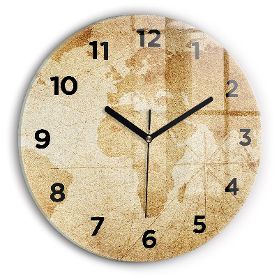 Fali üvegóra kerek 30 cm Vintage világtérkép