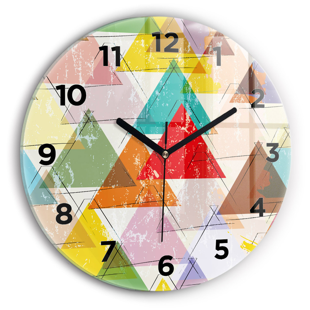 Kerek üvegóra 30 cm Geometrikus háromszögek