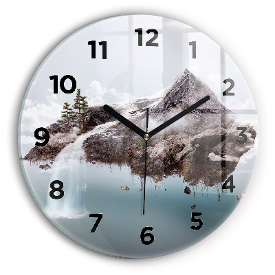 Kerek üvegóra 30 cm Repülő sziget és vízesés