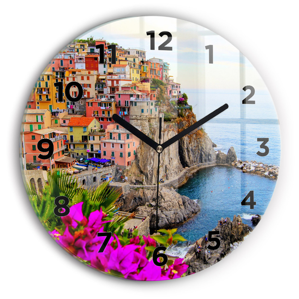 Kerek fali üvegóra 30 cm Cinque Terre partja