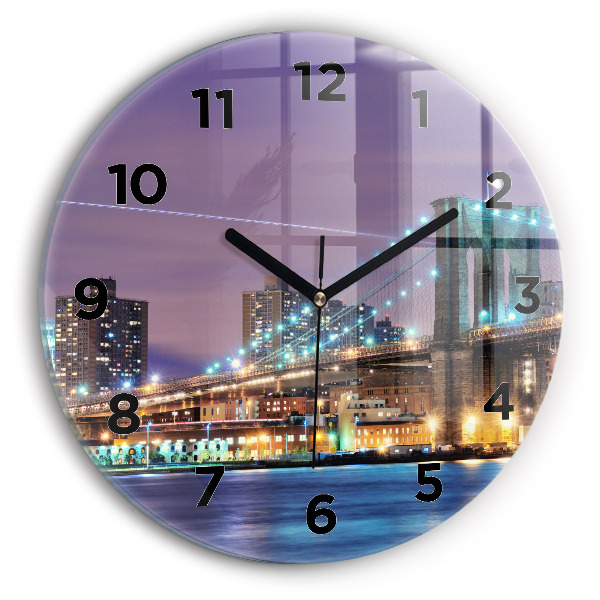 Egyedi üvegóra kerek 30 cm Brooklyn híd és East River
