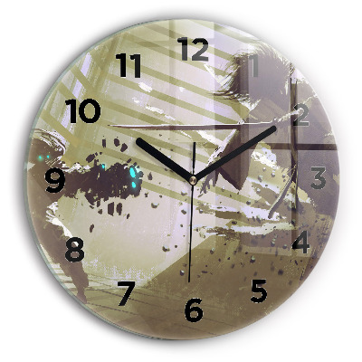 Kerek fali üvegóra 30 cm Harc robot és szamuráj között