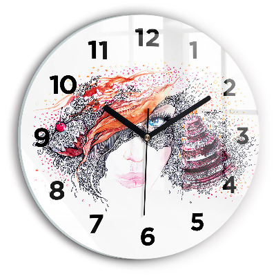 Egyedi üvegóra kerek 30 cm Édes nő süteménnyel