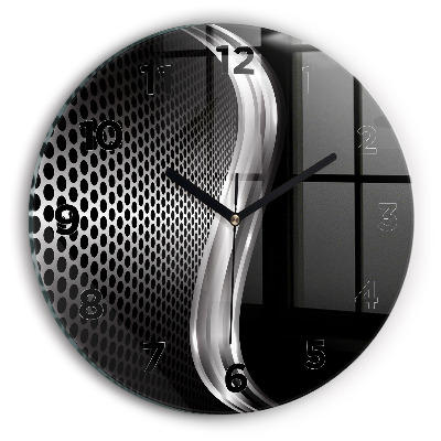 Kerek fali üvegóra 30 cm Fekete fém absztrakció