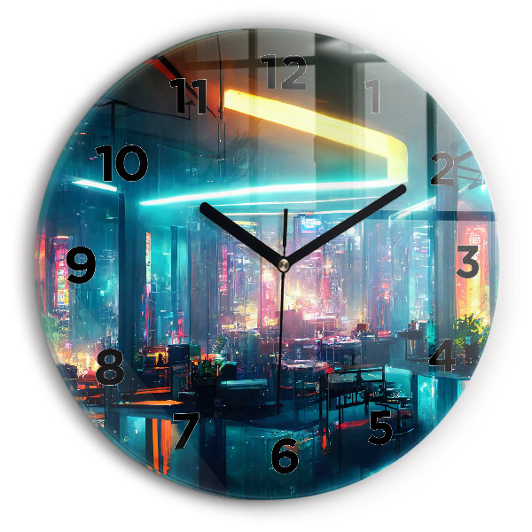 Kerek üvegóra 30 cm Város cyberpunk stílusban