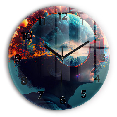 Kerek fali üvegóra 30 cm Futurisztikus világ