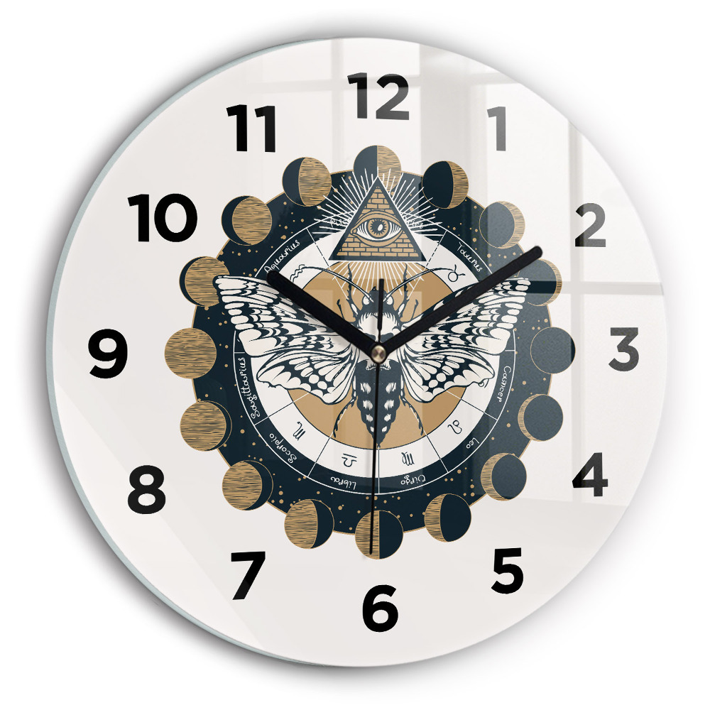 Kerek üvegóra 30 cm A hold és a szem fázisai