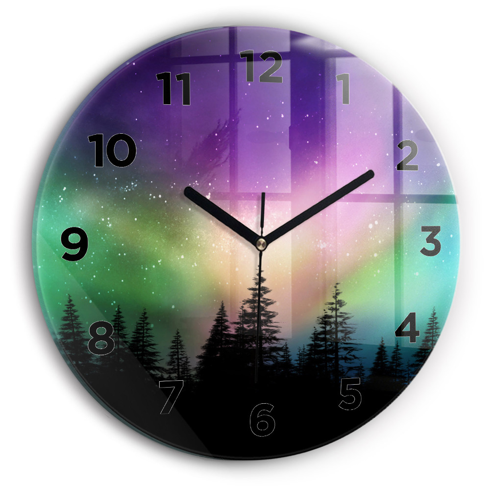 Egyedi üvegóra kerek 30 cm Sarki fény