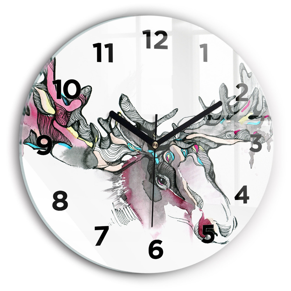 Egyedi üvegóra kerek 30 cm Szarvas absztrakt