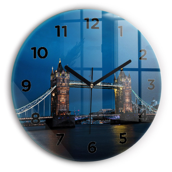 Fali üvegóra kerek 30 cm Tower Bridge London éjjel