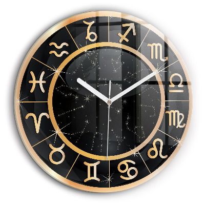 Kerek üvegóra 60x60 Fekete csillagjegyek