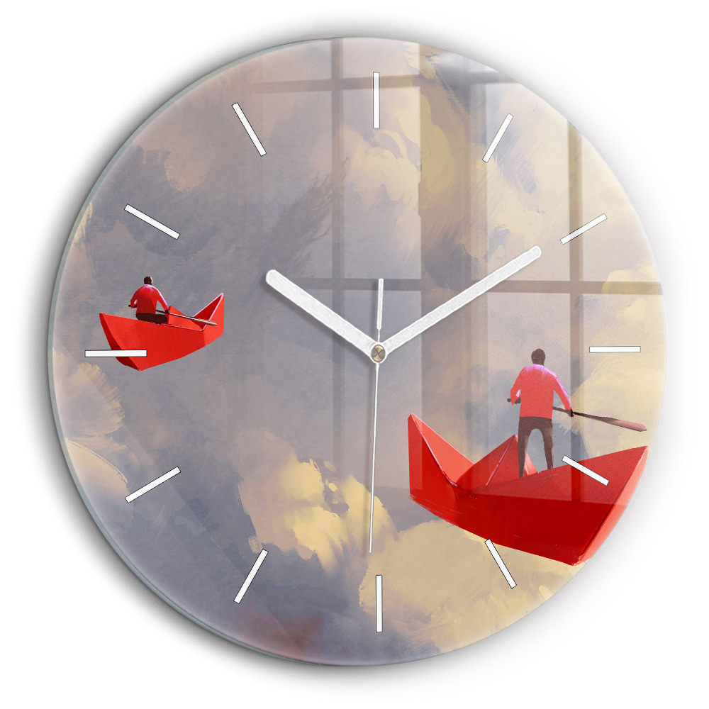 Egyedi üvegóra kerek 60 cm Papír hajók