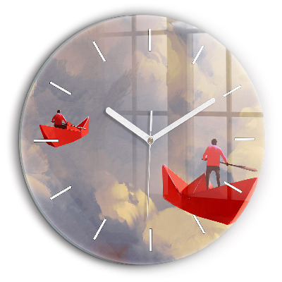 Egyedi üvegóra kerek 60 cm Papír hajók